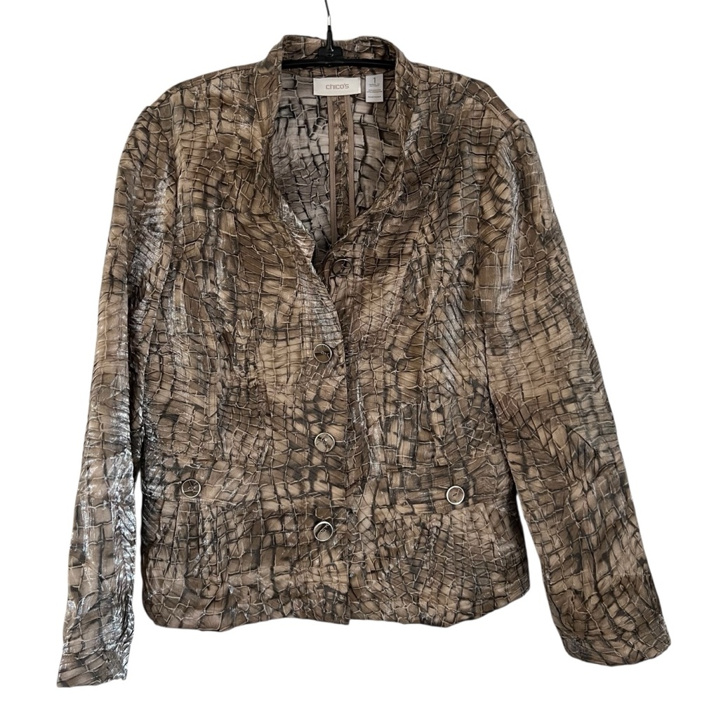 Chico's Crocodile Patterned Button Layering Top - image 2